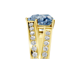 Yellow gold Fancy Blue Heart  Cut Split Shank Pave Diamond Ring with Four-Prong Setting_32