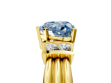 Yellow gold Fancy Blue Heart  Cut Three-Stone Channel Set Ring with Bar Prongs_47