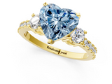 Yellow gold Fancy Blue Heart  Cut Three-Stone Diamond Pavé Band with Prong Setting_18