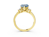 Yellow gold Fancy Blue Heart  Cut Three-Stone Diamond Pavé Band with Prong Setting_20