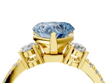 Yellow gold Fancy Blue Heart  Cut Three-Stone Diamond Pavé Band with Prong Setting_21