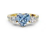 Yellow gold Fancy Blue Heart  Cut Three-Stone Diamond Pave Band with Prong Setting_32