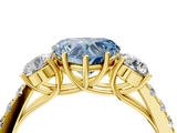 Yellow gold Fancy Blue Heart  Cut Three-Stone Diamond Pave Band with Prong Setting_36