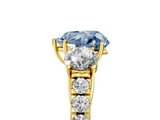 Yellow gold Fancy Blue Heart  Cut Three-Stone Diamond Pave Band with Prong Setting_37
