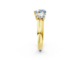 Yellow gold Fancy Blue Heart Cut Three-Stone Diamond Ring with Prong Setting on a Classic Band_14