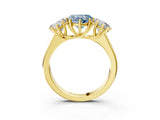 Yellow gold Fancy Blue Heart Cut Three-Stone Diamond Ring with Prong Setting on a Classic Band_15