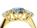 Yellow gold Fancy Blue Heart Cut Three-Stone Diamond Ring with Prong Setting on a Classic Band_16