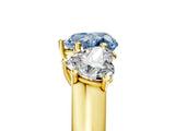 Yellow gold Fancy Blue Heart Cut Three-Stone Diamond Ring with Prong Setting on a Classic Band_17