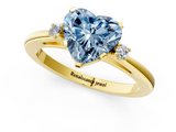 Yellow gold Fancy Blue Heart  Cut Three-Stone Solitaire Ring with Round Accent Diamonds and Four-Prong Setting_21