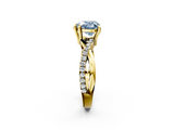 Yellow gold Fancy Blue Heart  Cut Twist Band Solitaire Diamond Ring with Pavé Setting_5