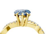 Yellow gold Fancy Blue Heart  Cut Twist Band Solitaire Diamond Ring with Pavé Setting_7