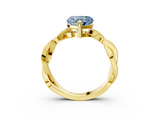 Yellow gold Fancy Blue Heart  Cut Twisted Pavé Band Solitaire Ring with Four-Prong Setting_58