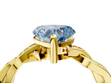 Yellow gold Fancy Blue Heart  Cut Twisted Pavé Band Solitaire Ring with Four-Prong Setting_59