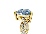 Yellow gold Fancy Blue Heart  Cut Twisted Pavé Band Solitaire Ring with Four-Prong Setting_60
