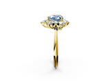 Yellow gold Fancy Blue Heart  Diamond Cluster Halo Ring with Solitaire Band and Four-Prong Setting_22