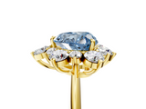 Yellow gold Fancy Blue Heart  Diamond Cluster Halo Ring with Solitaire Band and Four-Prong Setting_25