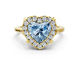 Yellow gold Fancy Blue Heart  Diamond Cluster Halo Solitaire with Four-Prong Setting_94