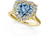 Yellow gold Fancy Blue Heart  Diamond Cluster Halo Solitaire with Four-Prong Setting_95