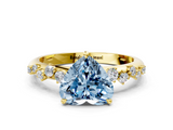 Yellow gold Fancy Blue Heart  Diamond Cluster Prong-Set Solitaire Ring_56