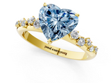 Yellow gold Fancy Blue Heart  Diamond Cluster Prong-Set Solitaire Ring_57