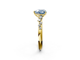 Yellow gold Fancy Blue Heart  Diamond Cluster Prong-Set Solitaire Ring_58