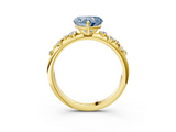 Yellow gold Fancy Blue Heart  Diamond Cluster Prong-Set Solitaire Ring_59