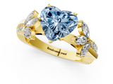 Yellow gold Fancy Blue Heart  Diamond Floral Vine Solitaire Engagement Ring_4