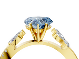 Yellow gold Fancy Blue Heart  Diamond Floral Vine Solitaire Engagement Ring_7