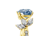 Yellow gold Fancy Blue Heart  Diamond Floral Vine Solitaire Engagement Ring_8