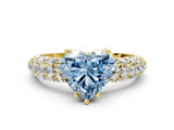 Yellow gold Fancy Blue Heart  Diamond Pavé Band Solitaire Ring with Four-Prong Setting_49