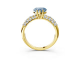 Yellow gold Fancy Blue Heart  Diamond Pavé Band Solitaire Ring with Four-Prong Setting_52