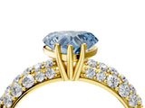 Yellow gold Fancy Blue Heart  Diamond Pavé Band Solitaire Ring with Four-Prong Setting_53