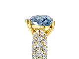 Yellow gold Fancy Blue Heart  Diamond Pavé Band Solitaire Ring with Four-Prong Setting_54