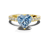 Yellow gold Fancy Blue Heart  Diamond Pavé Band Solitaire with Four-Prong Setting_208