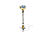 Yellow gold Fancy Blue Heart  Diamond Pavé Band Solitaire with Four-Prong Setting_210