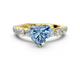 Yellow gold Fancy Blue Heart  Diamond Pavé Band Solitaire with Four-Prong Setting_3