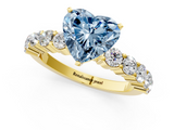 Yellow gold Fancy Blue Heart  Diamond Pavé Band Solitaire with Four-Prong Setting_4