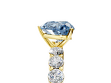 Yellow gold Fancy Blue Heart  Diamond Pavé Band Solitaire with Four-Prong Setting_8