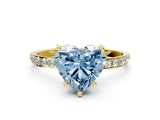 Yellow gold Fancy Blue Heart  Diamond Pavé Band with Six-Prong Setting_31