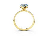 Yellow gold Fancy Blue Heart  Diamond Pavé Band with Six-Prong Setting_34