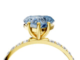 Yellow gold Fancy Blue Heart  Diamond Pavé Band with Six-Prong Setting_35