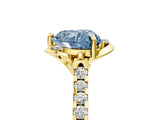 Yellow gold Fancy Blue Heart  Diamond Pave Band with Floral Prong Setting_32