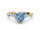 Yellow gold Fancy Blue Heart  Diamond Prong Set Engagement Ring with Pave Band_200