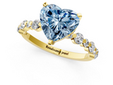 Yellow gold Fancy Blue Heart  Diamond Prong Set Engagement Ring with Pave Band_201