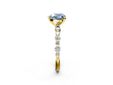 Yellow gold Fancy Blue Heart  Diamond Prong Set Engagement Ring with Pave Band_202