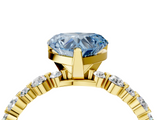 Yellow gold Fancy Blue Heart  Diamond Prong Set Engagement Ring with Pave Band_204