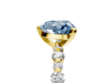 Yellow gold Fancy Blue Heart  Diamond Prong Set Engagement Ring with Pave Band_205