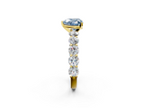 Yellow gold Fancy Blue Heart  Diamond Prong Setting with Side Stones on a Pave Band_137