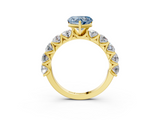 Yellow gold Fancy Blue Heart  Diamond Prong Setting with Side Stones on a Pave Band_138