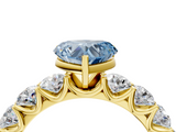 Yellow gold Fancy Blue Heart  Diamond Prong Setting with Side Stones on a Pave Band_139